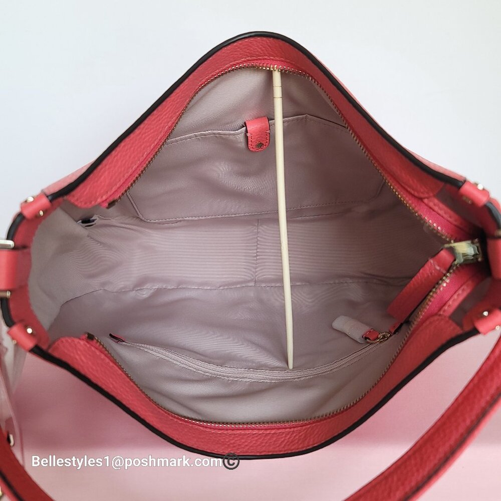 KATE SPADE Roulette Pebbled Leather Large Hobo Bag- Peach Melba color π$178.β - Picture 12 of 16